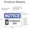 Signmission Garbage Can Sign With Symbol, 14 in W x Rectangle, Vinyl Decal OS-2PACK-NS-D-1014-L-12983 - alternate 5